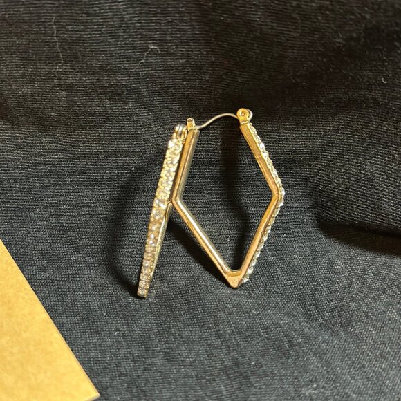 ✨ Gold Geometric Rhinestone Hoop Earrings | Cassandra & Co. Boutique Collection - Picture 5 of 7